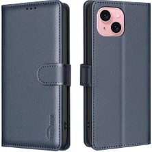 Mays Home1 IPhone 15 Için Flip Case Manyetik Cüzdan Rfıd Engelleme Kart Tutucu Pu (Yurt Dışından)