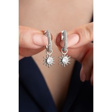 Silvano Jewelry 925 Ayar Gümüş Zirkon Taşlı Güneş Küpe
