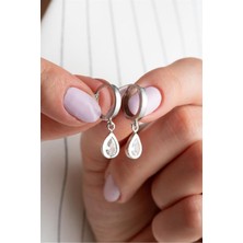Silvano Jewelry 925 Ayar Zirkon Taşlı Damla Gümüş Küpe