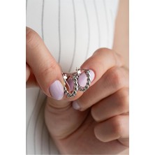 Silvano Jewelry 925 Ayar Rodyum Desenli Halka Gümüş Küpe