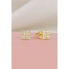 Silvano Jewelry 925 Ayar Gold Zirkon Taşlı Gümüş Küpe