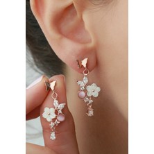 Silvano Jewelry 925 Ayar Gümüş Sedefli Güllü Küpe