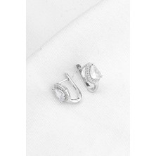 Silvano Jewelry 925 Ayar Gümüş Beyaz Taşlı Damla Küpe