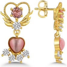 Silvano Jewelry 925 Ayar Gümüş Gold Kalpli Küpe