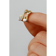 Silvano Jewelry 925 Ayar Gümüş Gold Tektaş Örgü Model Küpe