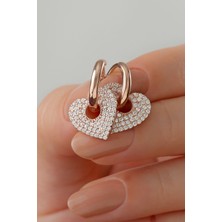 Silvano Jewelry 925 Ayar Sallantılı Kalp Rose Gümüş Küpe