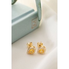 Silvano Jewelry 925 Ayar Gümüş Kasım Ayı Doğum Taşı ( Citrine ) Damla Küpe