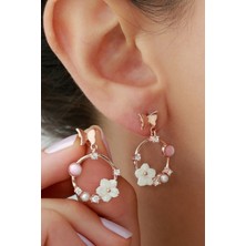 Silvano Jewelry 925 Ayar Gümüş Sedefli Güllü Küpe