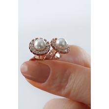 Silvano Jewelry 925 Ayar Gümüş Incili Küpe ( Rose Gold )