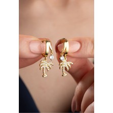 Silvano Jewelry 925 Ayar Gümüş Çift Taşlı Palmiye Küpe