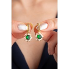 Silvano Jewelry 925 Ayar Gümüş Baget Model Zümrüt Yeşili Küpe