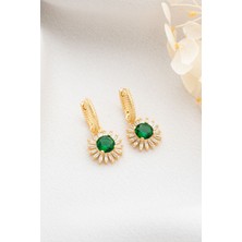 Silvano Jewelry 925 Ayar Gümüş Baget Model Zümrüt Yeşili Küpe