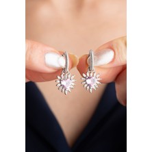 Silvano Jewelry 925 Ayar Gümüş Baget Taşlı Kalp Küpe