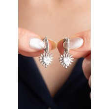 Silvano Jewelry 925 Ayar Gümüş Baget Taşlı Kalp Küpe