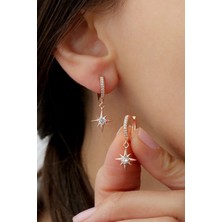 Silvano Jewelry 925 Ayar Rose Kutup Yıldızı Halka Gümüş Küpe