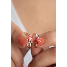 Silvano Jewelry 925 Ayar Gümüş Rose Uğurböceği Çocuk Küpesi