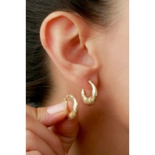 Silvano Jewelry 925 Ayar Gold Hilal Desenli Gümüş Küpe