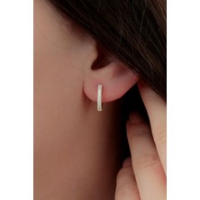 Silvano Jewelry 925 Ayar Gümüş Gold Tek Sıra Halka Küpe