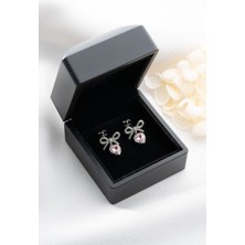 Silvano Jewelry 925 Ayar Gümüş Işıklı Kutuda Fiyonklu Kalp Küpe