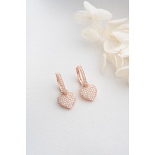 Silvano Jewelry 925 Ayar Gümüş Sallantılı Zirkon Taşlı Kalp Küpe