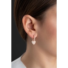 Silvano Jewelry 925 Ayar Gümüş Sallantılı Zirkon Taşlı Kalp Küpe