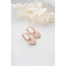 Silvano Jewelry 925 Ayar Gümüş Sallantılı Zirkon Taşlı Kalp Küpe