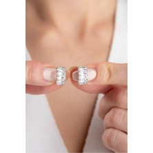 Silvano Jewelry 925 Ayar Gümüş Baget Taşlı Halka Küpe
