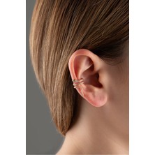Silvano Jewelry 925 Ayar Gümüş Rose Yılan Kıkırdak Küpe