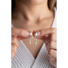 Silvano Jewelry 925 Ayar Gümüş Çift Trio Küpe