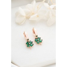 Silvano Jewelry 925 Ayar Gümüş Yeşil Yonca Küpe