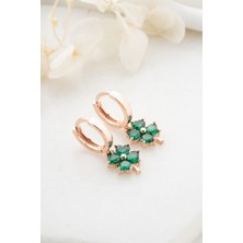 Silvano Jewelry 925 Ayar Gümüş Yeşil Yonca Küpe