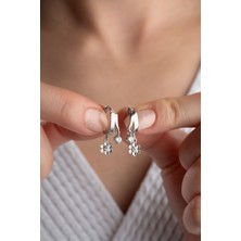 Silvano Jewelry 925 Ayar Gümüş Çift Çiçek Taşlı Küpe