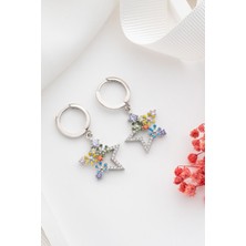 Silvano Jewelry 925 Ayar Gümüş Mix Taşlı Yıldız Küpe