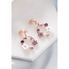 Silvano Jewelry 925 Ayar Rose Sedefli Çiçek Gümüş Küpe