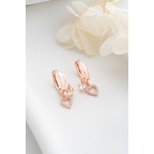 Silvano Jewelry 925 Ayar Gümüş Çift Kalp Taşlı Küpe
