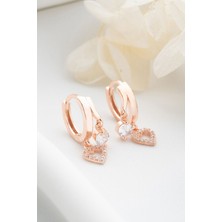 Silvano Jewelry 925 Ayar Gümüş Çift Kalp Taşlı Küpe
