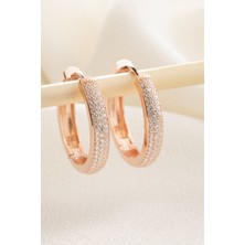 Silvano Jewelry 925 Ayar Gümüş Zirkon Taşlı Halka Küpe