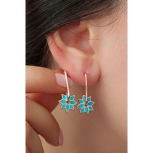 Silvano Jewelry 925 Ayar Gümüş Mineli Lotus Küpe