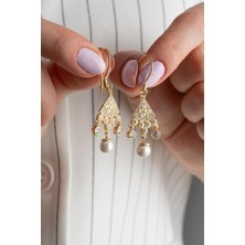 Silvano Jewelry 925 Ayar Gold Sallantılı Inci Gümüş Küpe