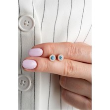 Silvano Jewelry 925 Ayar Rose Nazar Göz Gümüş Küpe
