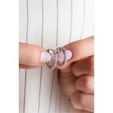 Silvano Jewelry 925 Ayar Sıra Taşlı Halka Gümüş Küpe