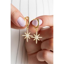 Silvano Jewelry 925 Ayar Gold Sallantılı Kutup Yıldızı Gümüş Küpe