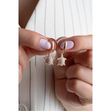 Silvano Jewelry 925 Ayar Rose Kaplumbağa Gümüş Küpe