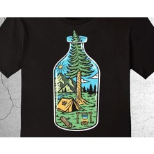 BUMETA Doğa Camping Çadır Kamp Ateş Doğal Yaşam Şişe Bootle Tişört Çocuk T-Shirt