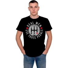 BUMETA Real Men Three Pedals Düz Vites Erkek Işi Tişört  T-Shirt