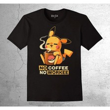BUMETA Pokemon Pikachu Pikaçu No Coffee No Workee Tişört Çocuk T-Shirt
