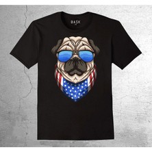 BUMETA Pug Güneş Gözlüğü Amerkan Bayrağı Flag Tişört Çocuk T-Shirt