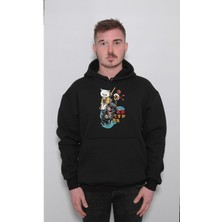 BUMETA Chibi Cat Bottle Japanese Flower Sweatshirt  Kapüşonlu Hoodie