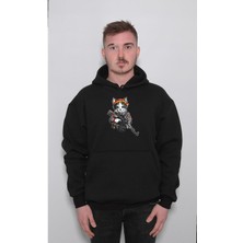 BUMETA Asker Solider Cat Kedi Warrior Savaşçı Sweatshirt  Kapüşonlu Hoodie