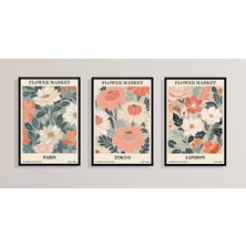 Bestablo 3'lü Dekoratif Çerçeveli Tablo London , Ev Dekoru , Soyut Tablo , Ahşap Tablo